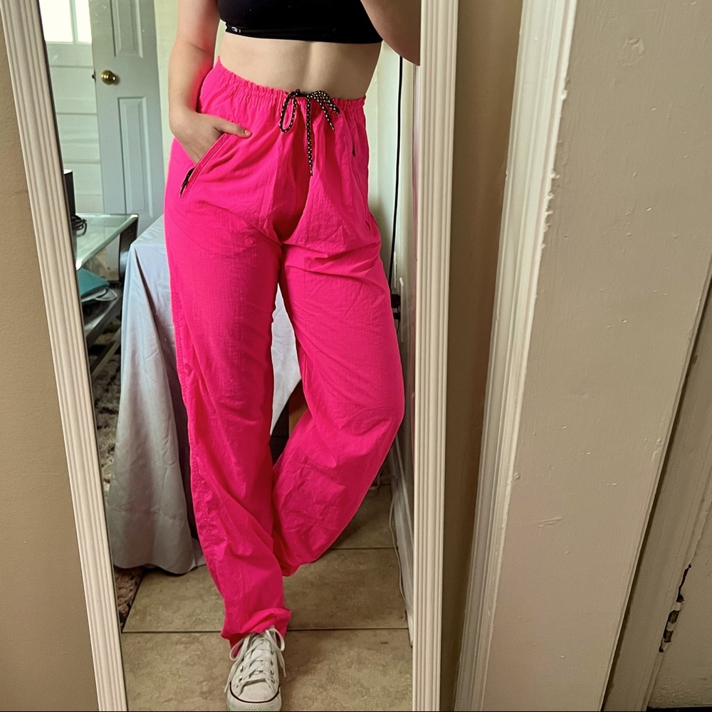 VTG Bright Pink windbreaker pants SZ M
